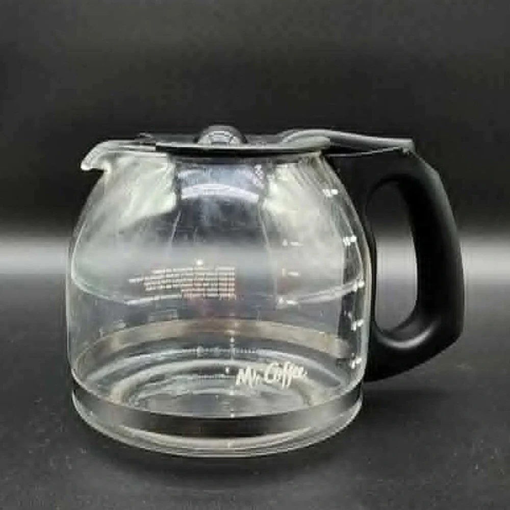 Mr. Coffee Replacement Carafe 12 Cup Clear Black Glass Decanter Pot‎ 6in